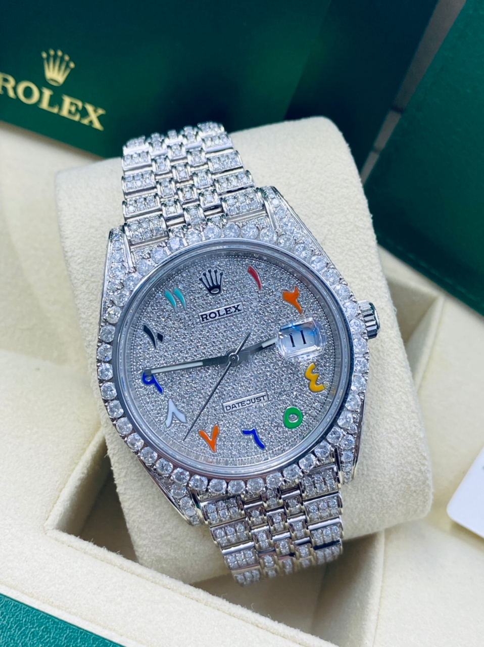 Rolex Datejust 41mm 126300 Iced Out Rainbow Dial LTT7 Watch Dealer